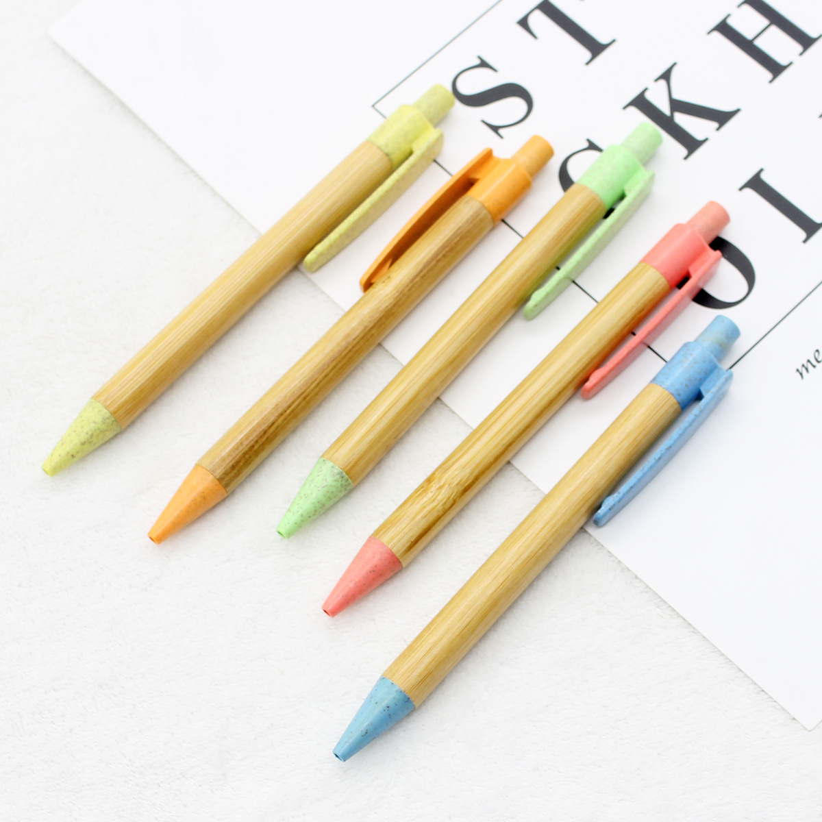 Custom Degradable Bamboo & Wheat‑Straw Promotional Ballpoint Pens