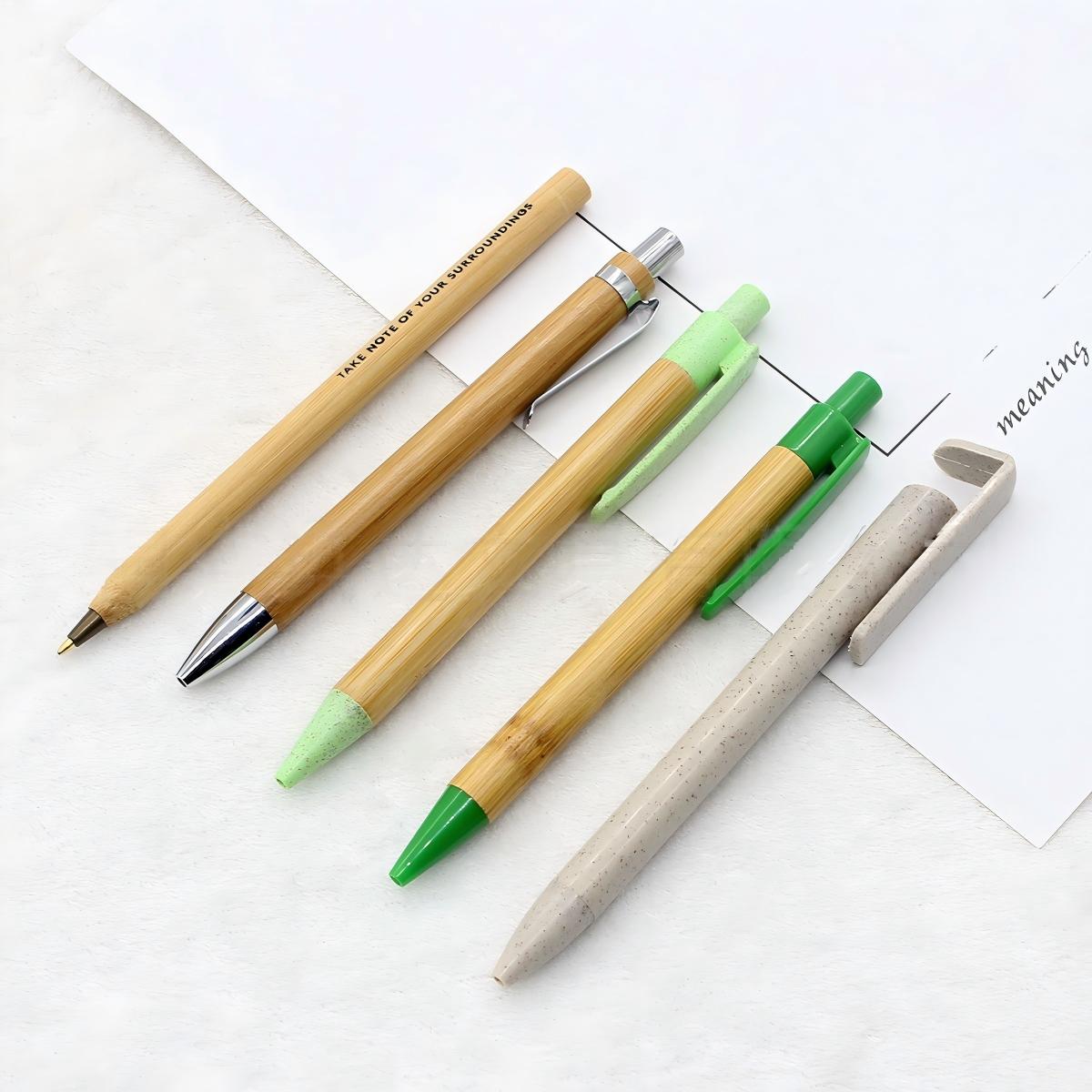 Custom Degradable Bamboo & Wheat‑Straw Promotional Ballpoint Pens - Image 2