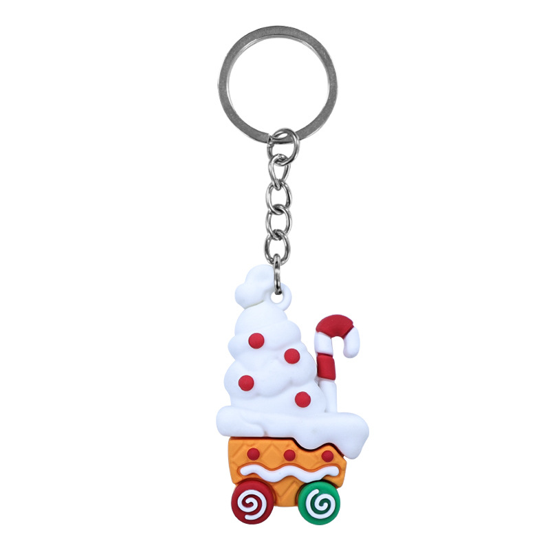 Christmas PVC Keychains Cute Cartoon Key Ring Pendant - Image 5