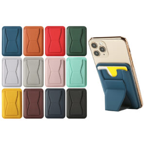 Adhesive PU Leather Phone Card Holder with Dual‑use Stand