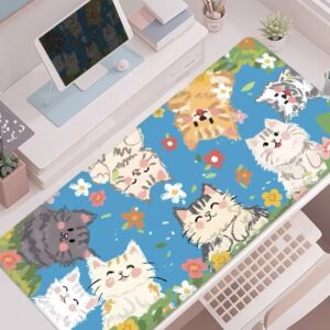 Large Cute Cartoon Desk Mat, Non‑Slip Keyboard Mouse Pad for Office & Desktop
