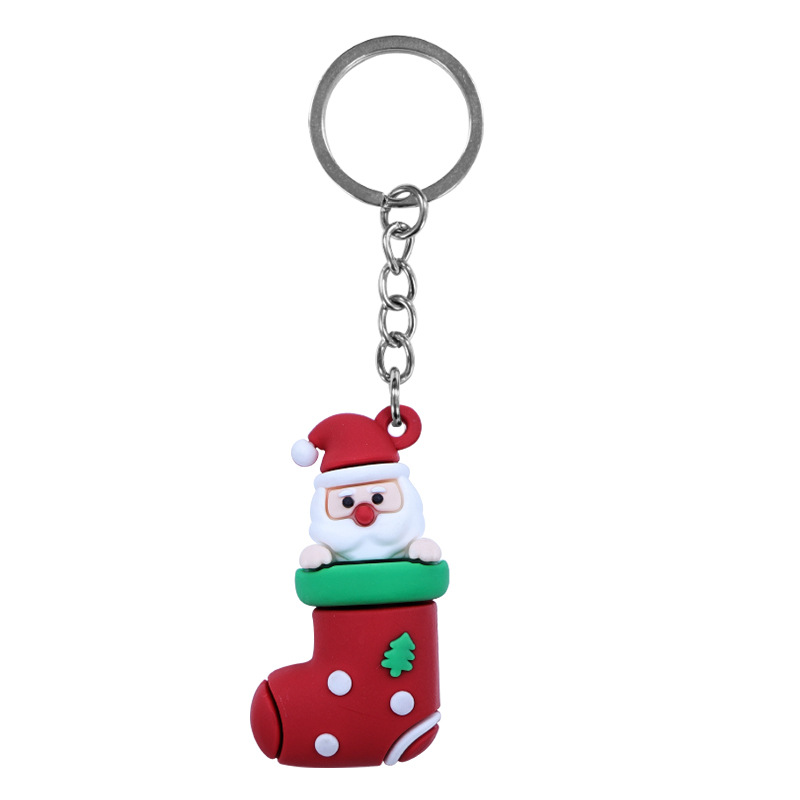 Christmas PVC Keychains Cute Cartoon Key Ring Pendant - Image 3
