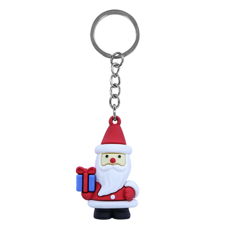 Christmas PVC Keychains Cute Cartoon Key Ring Pendant - Image 2