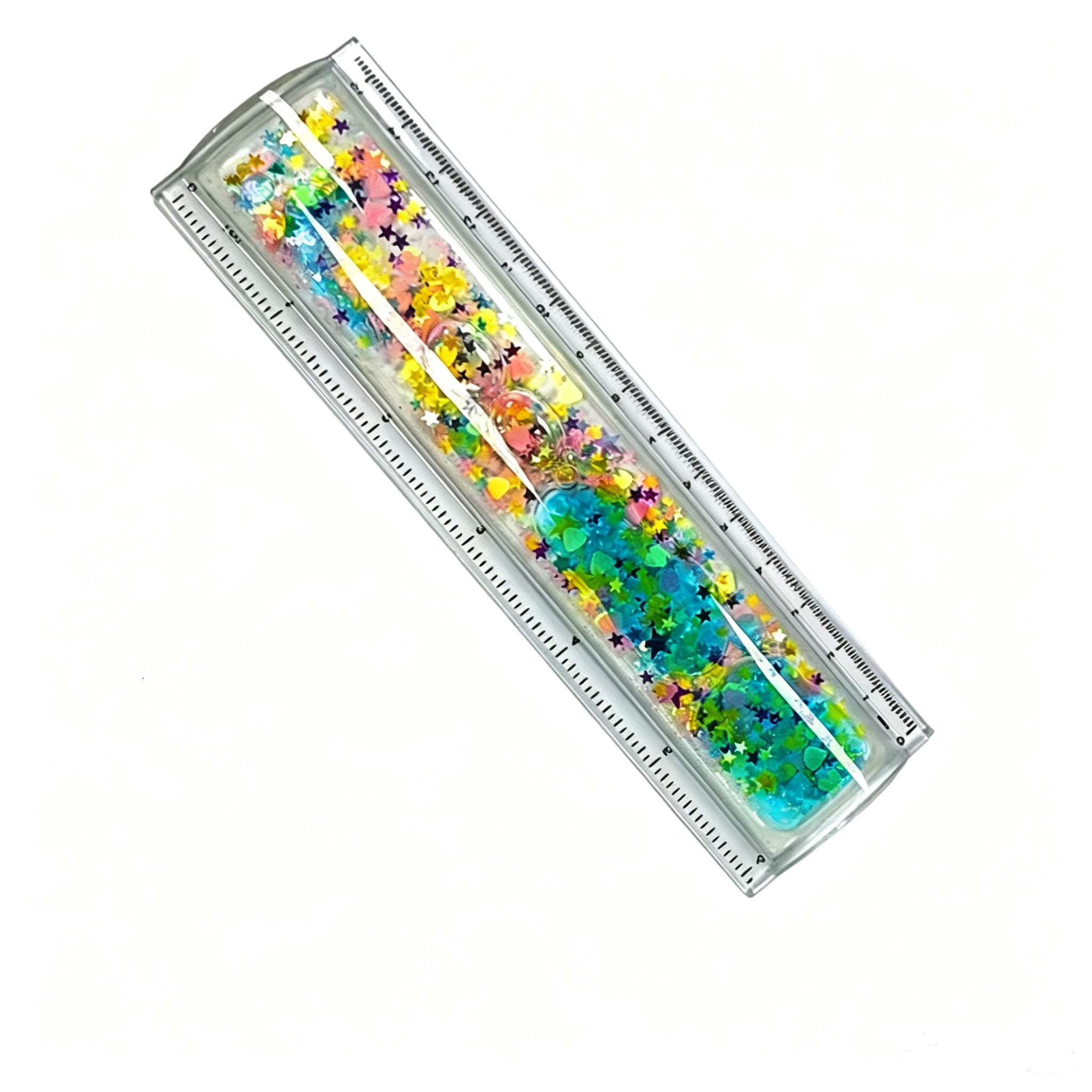 15CM Acrylic Glitter Liquid Straight Ruler - Image 2